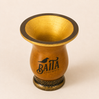 Cuia para Chimarrão Baita com Pé Decorado e Borda Dourada